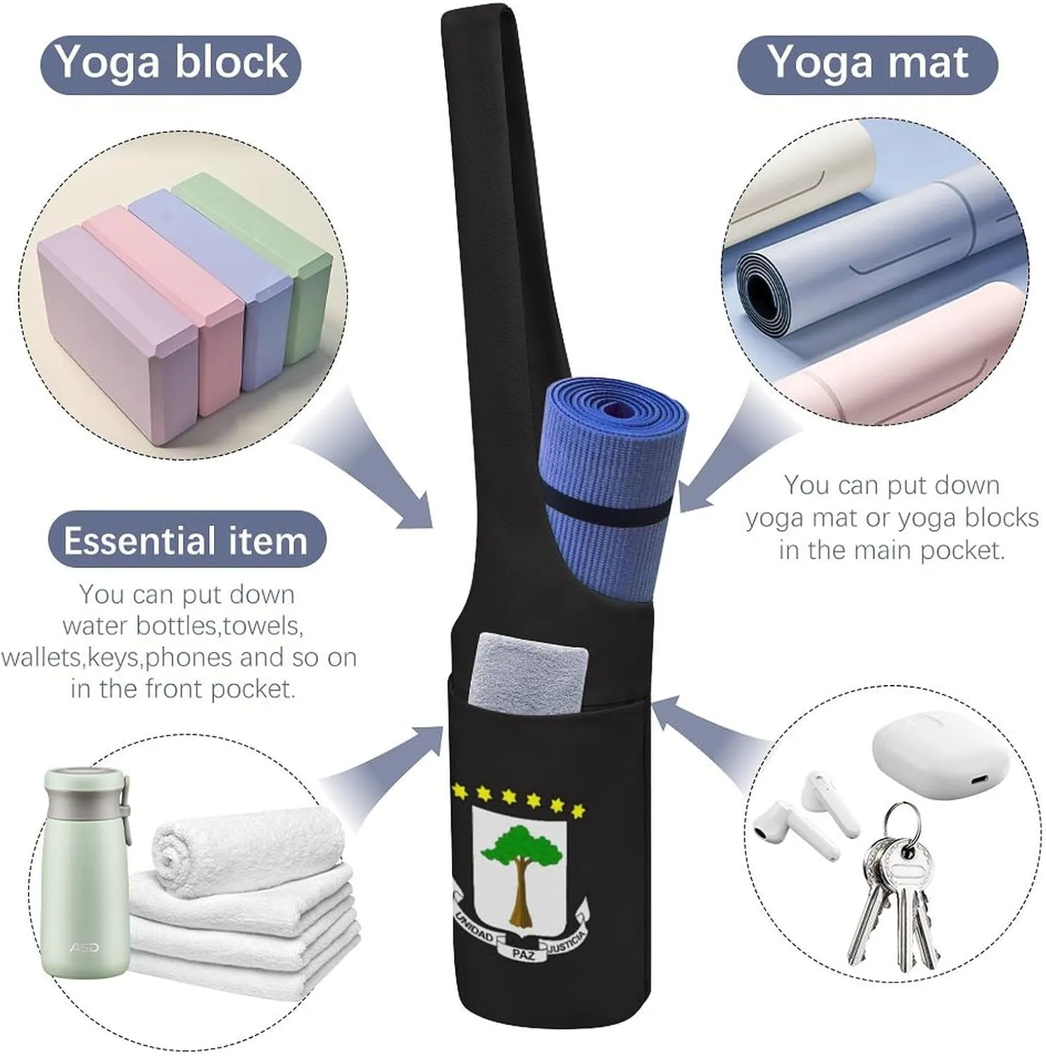 Madagascar Flag Yoga Mat Bag for Women,storage Bag Travel Yoga Gym Bag Carrier Bag