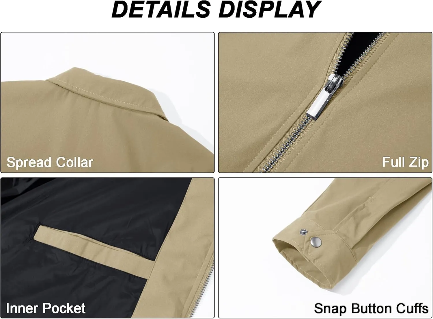 MAGCOMSEN Men's Lightweight Jackets Full Zip Up Light Coat Laydown Collar Jacket Casual Windbreaker Jacket with Zip Pockets