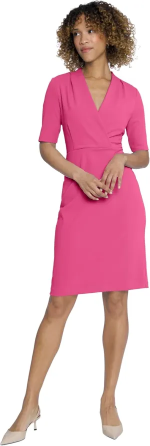 Maggy London Versatile V-Neck Elbow Sleeve Knee-Length Business Casual Dresses for Women