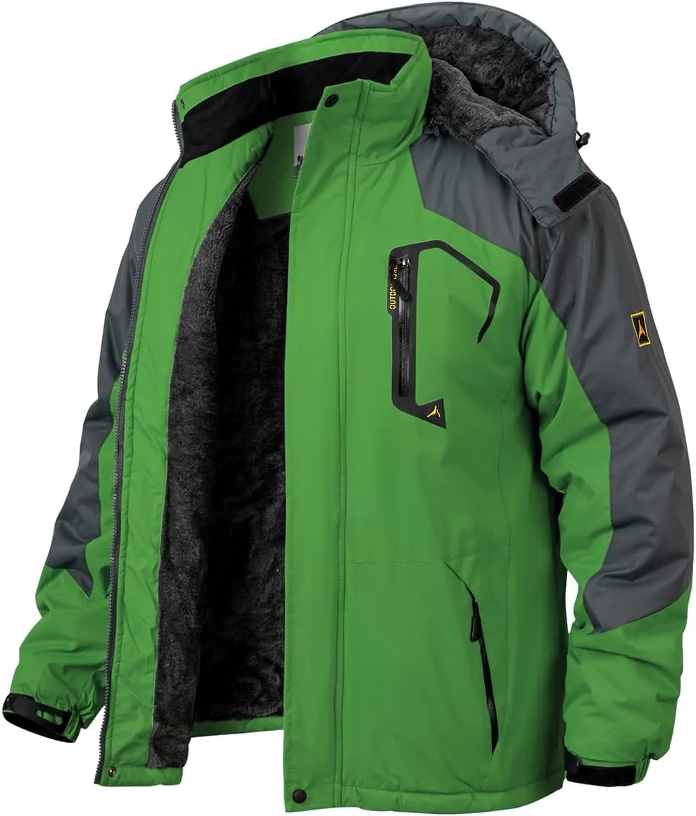 MANSDOUR Men's Snow Ski Hiking Jacket Waterproof Warm Fleece Winter Outdoor Snowboard Windbreaker Hooded Coat…
