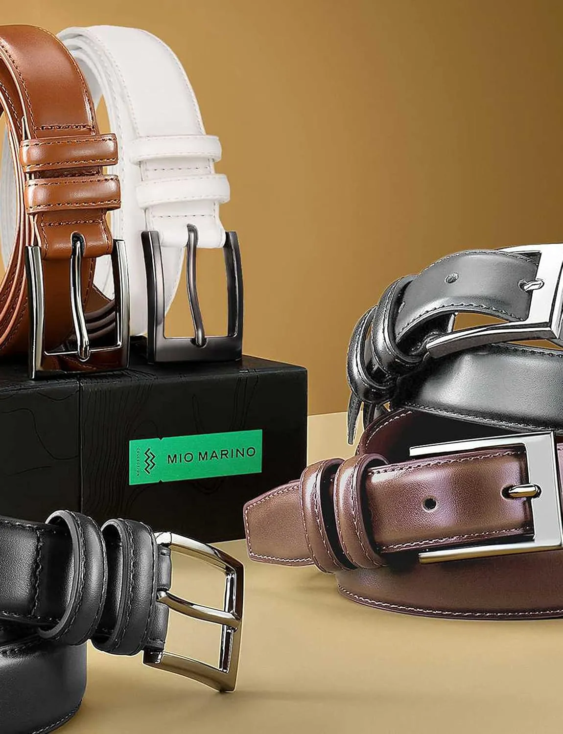 Marino’s Men Genuine Leather Dress Belt with Single Prong Buckle