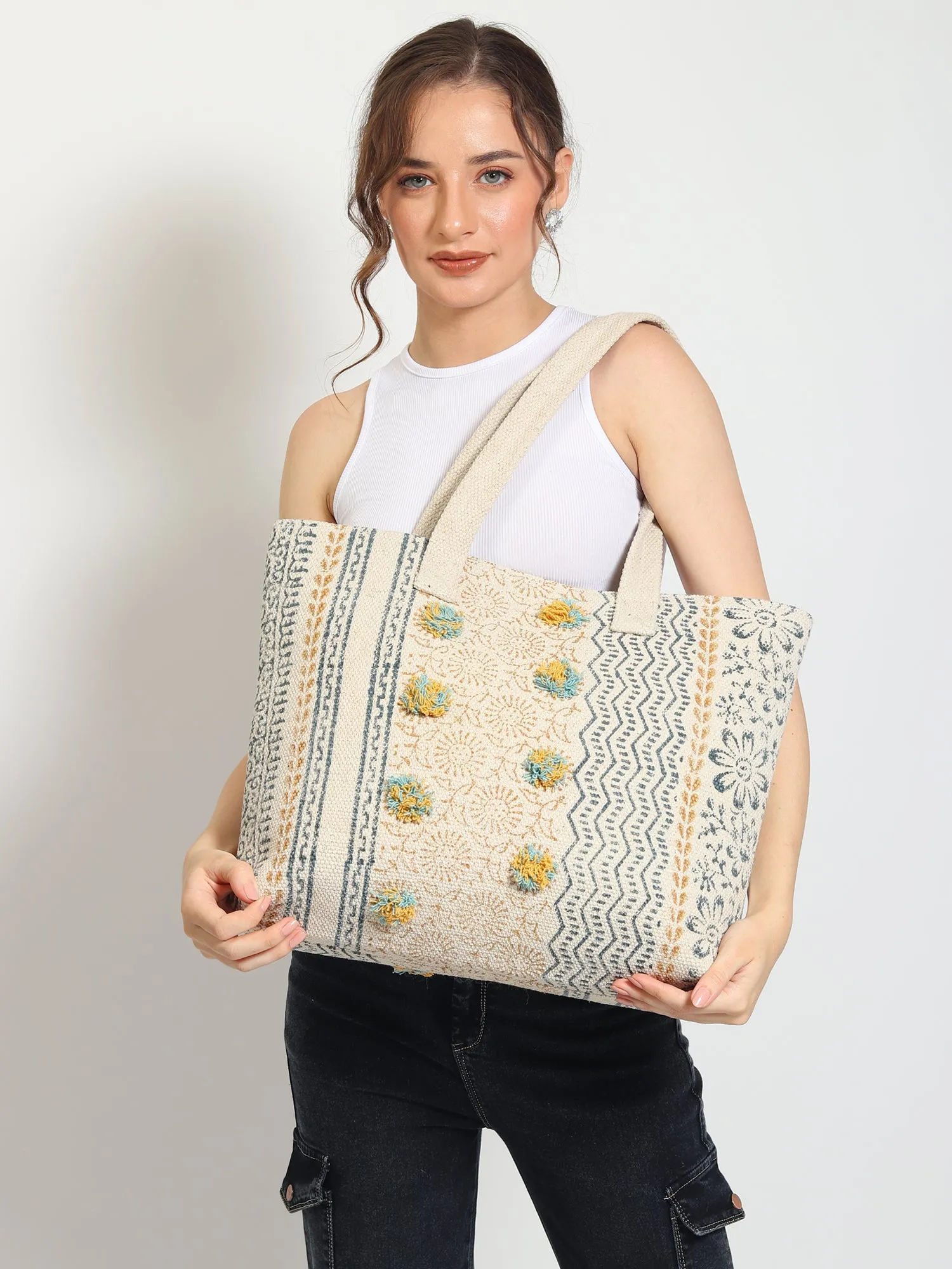 MARS - HAND BLOCK COTTON PRINTED TOTE BAG