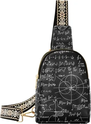 Math Calculations Crossbody Sling Bag for Women Men Leather Chest Bags Purse Adjustable Cross Body Daypack for Teen Girls Boys