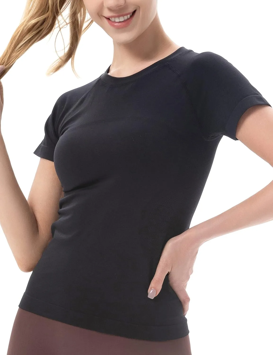 MathCat Workout Shirts for Women Short Sleeve Seamless Yoga Athletic Tees Sports Breathable Gym Athletic Tops