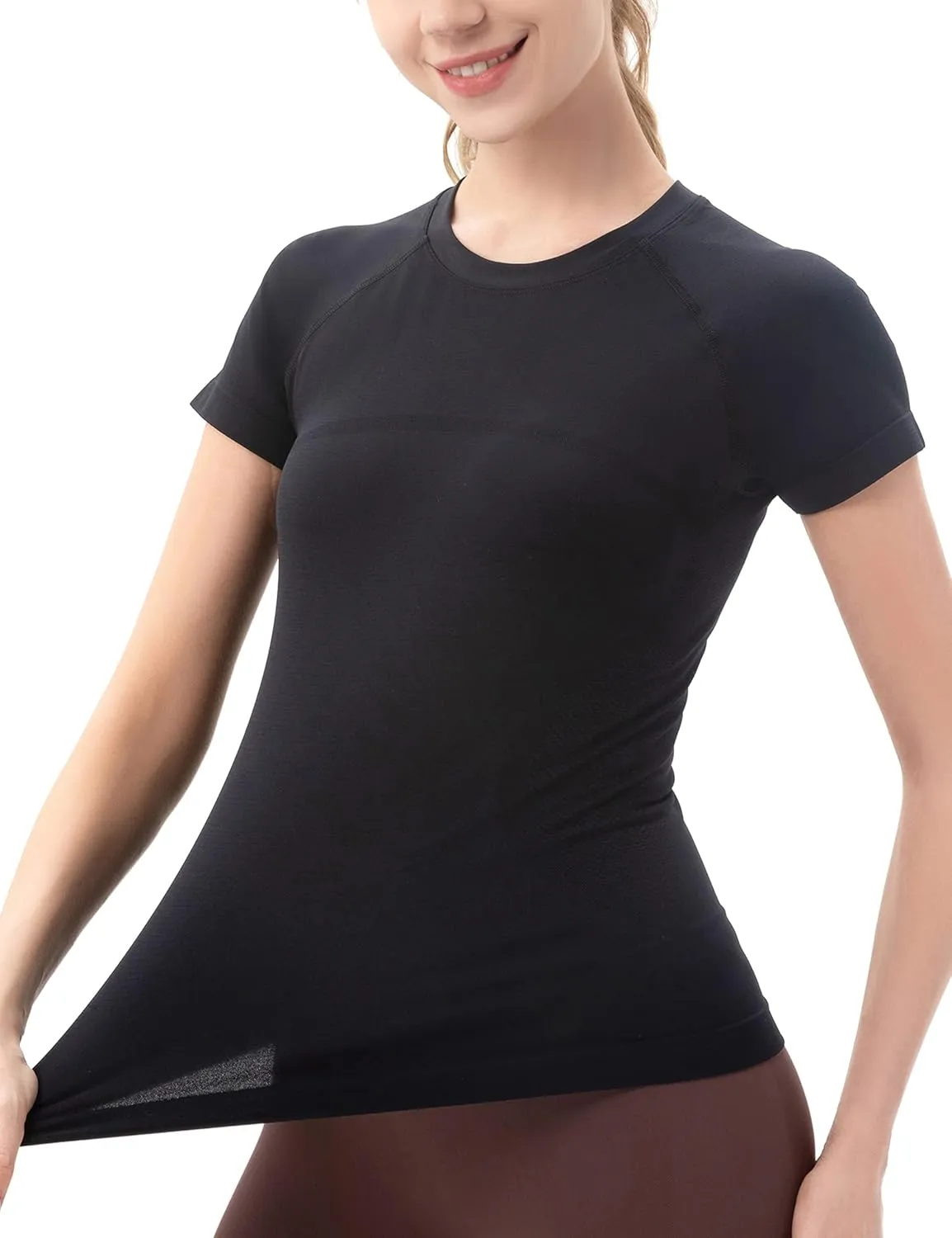 MathCat Workout Shirts for Women Short Sleeve Seamless Yoga Athletic Tees Sports Breathable Gym Athletic Tops