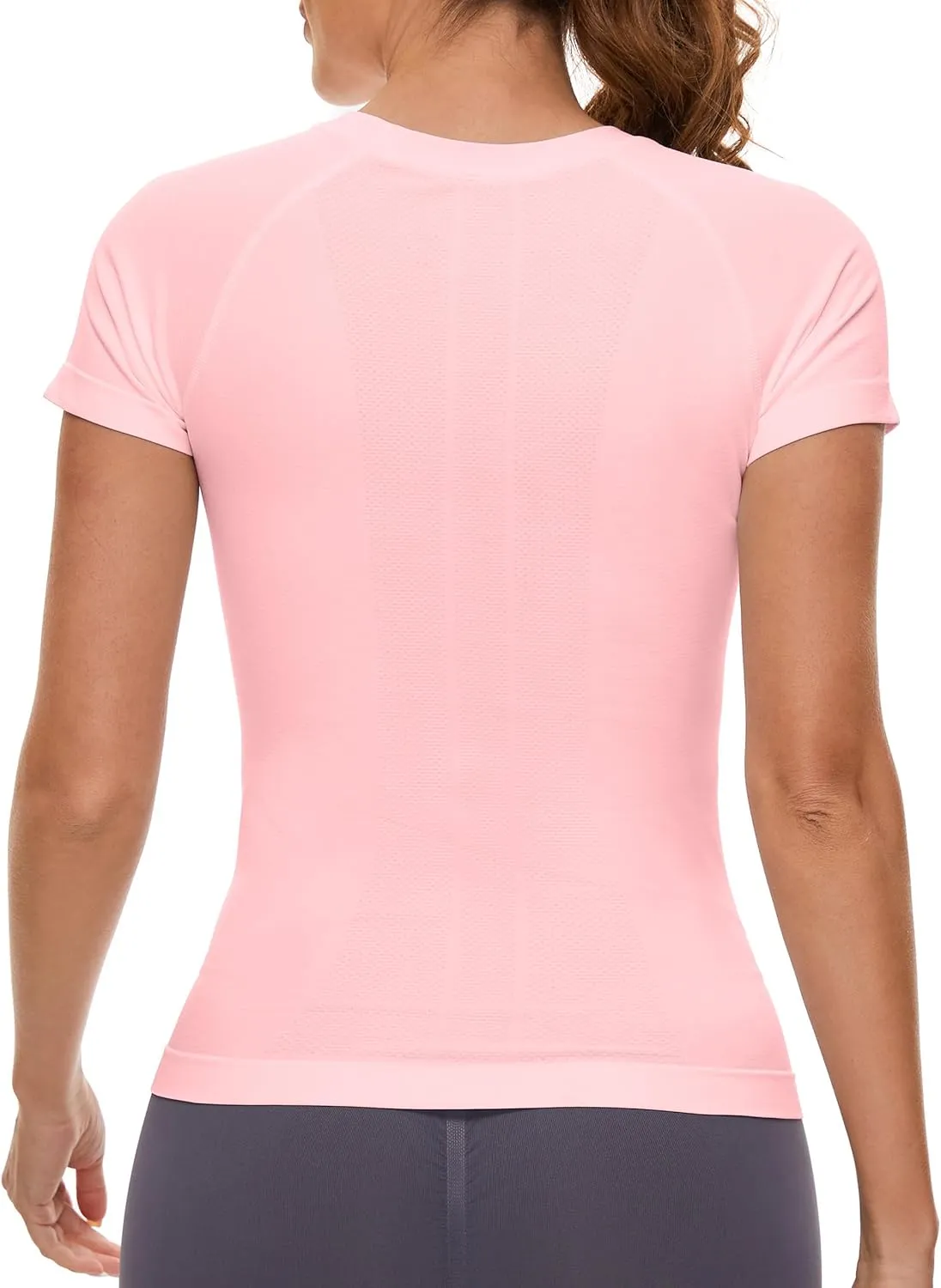 MathCat Workout Shirts for Women Short Sleeve Seamless Yoga Athletic Tees Sports Breathable Gym Athletic Tops
