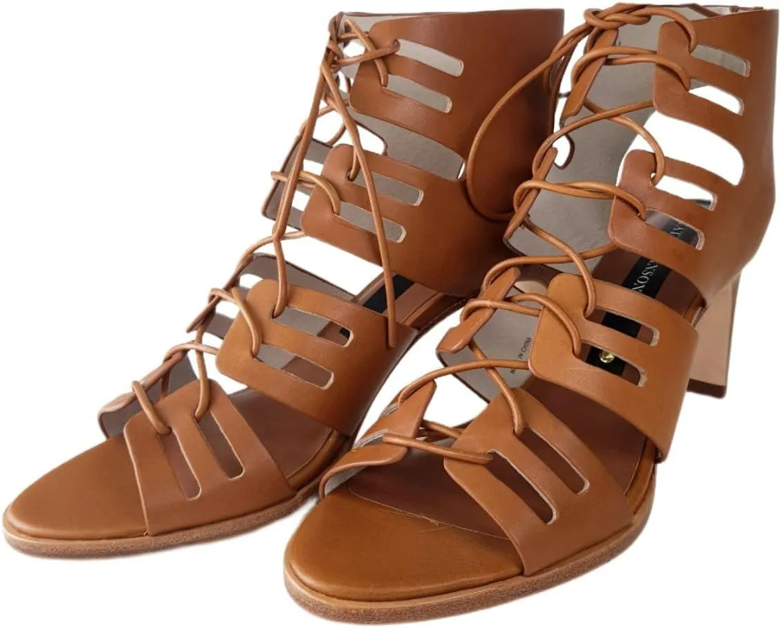 Matt Bernson Women's Cognac Leather Miro Heel Pump, Brown, 9