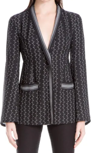 Max Studio London Womens Seraphine Printed Lightweight Button-Down Top Black M