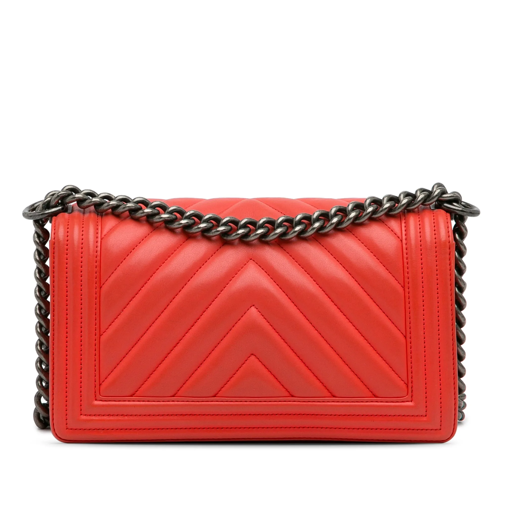 Medium Calfskin Chevron Boy Flap