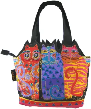 Medium Tote Zipper Top 12x3.5x8.5-Tres Gatos - Red, Orange & Blue