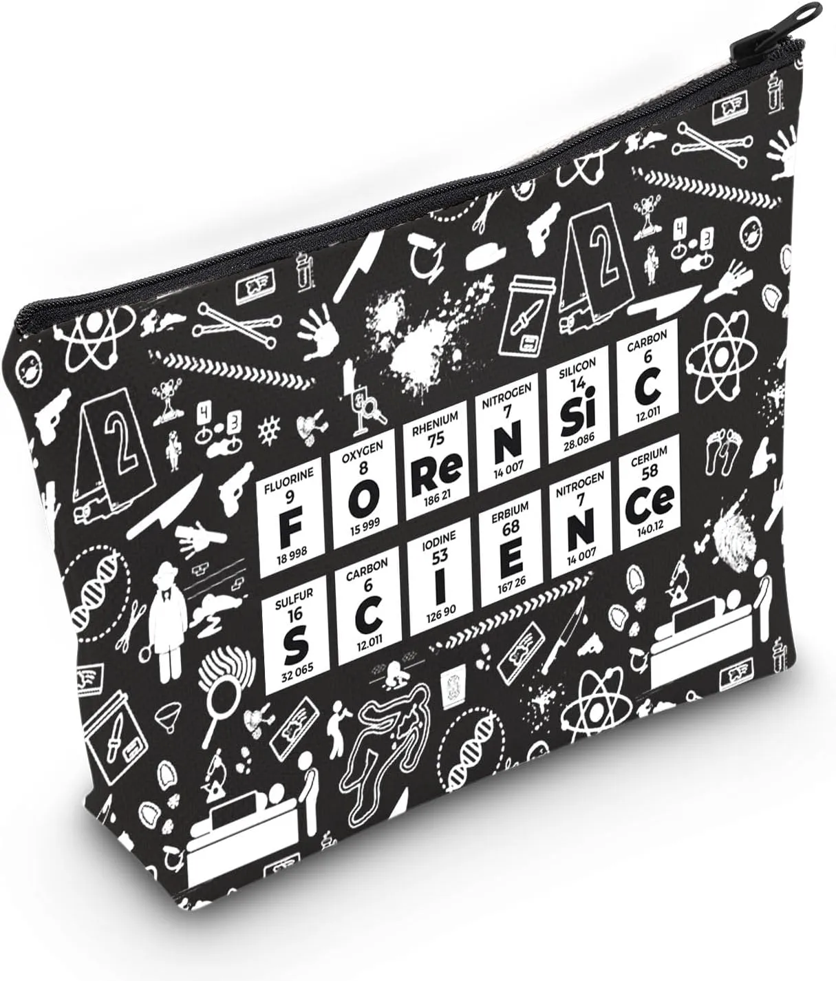 MEIKIUP Forensic Scientist Gift Forensic Scientist Makeup Bag Science Major Gift Criminologist Zipper Bag for Forensics Teacher (Forensic bag)
