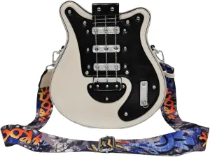 Men and Women Guitar Shaped Crossbody Shoulder Bag PU Leather Unique Novelty Guitar Purse