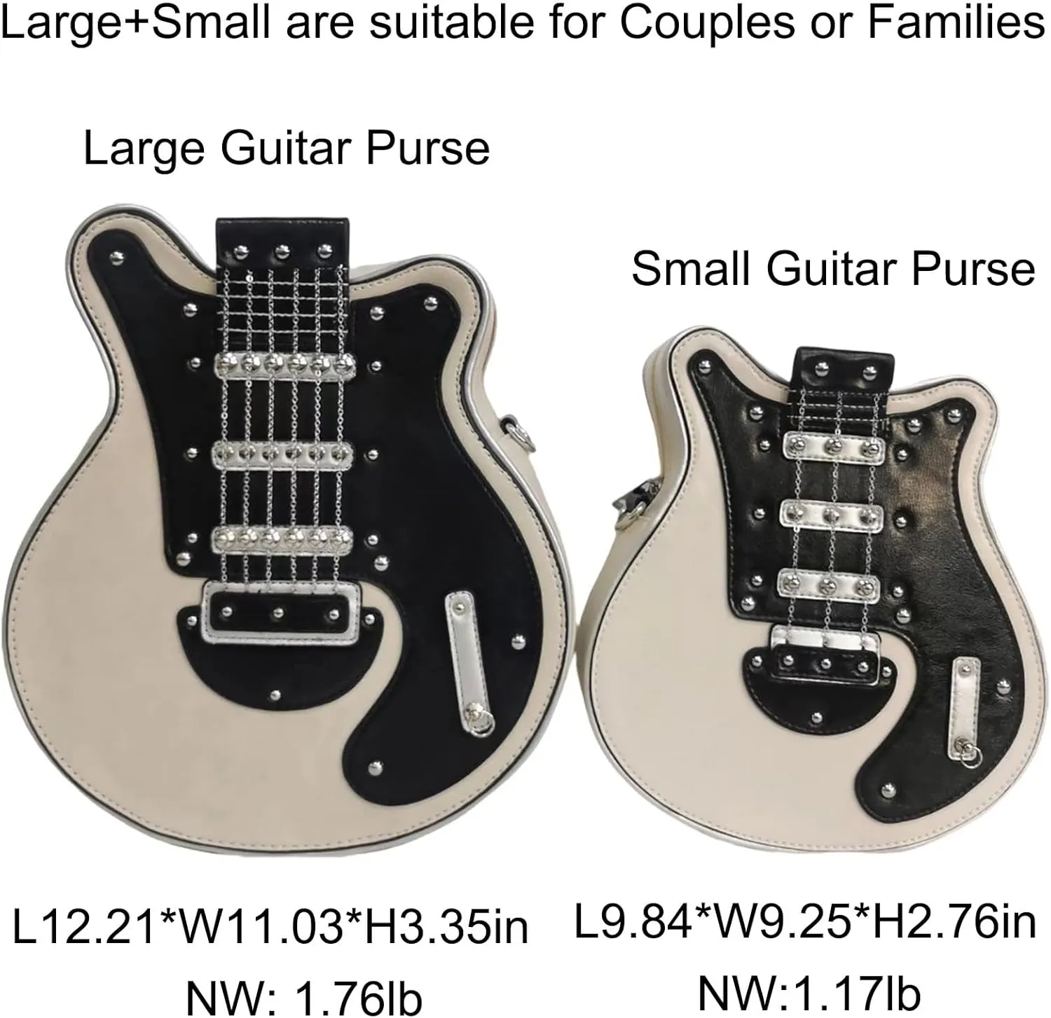 Men and Women Guitar Shaped Crossbody Shoulder Bag PU Leather Unique Novelty Guitar Purse