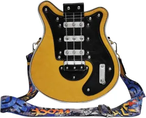 Men and Women Guitar Shaped Crossbody Shoulder Bag PU Leather Unique Novelty Guitar Purse
