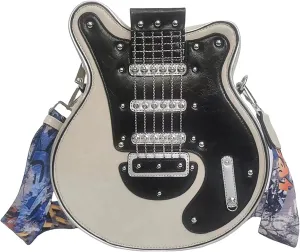 Men and Women Music Guitar Shaped Crossbody Shoulder Bag PU Leather Unique Novelty Guitar Purse