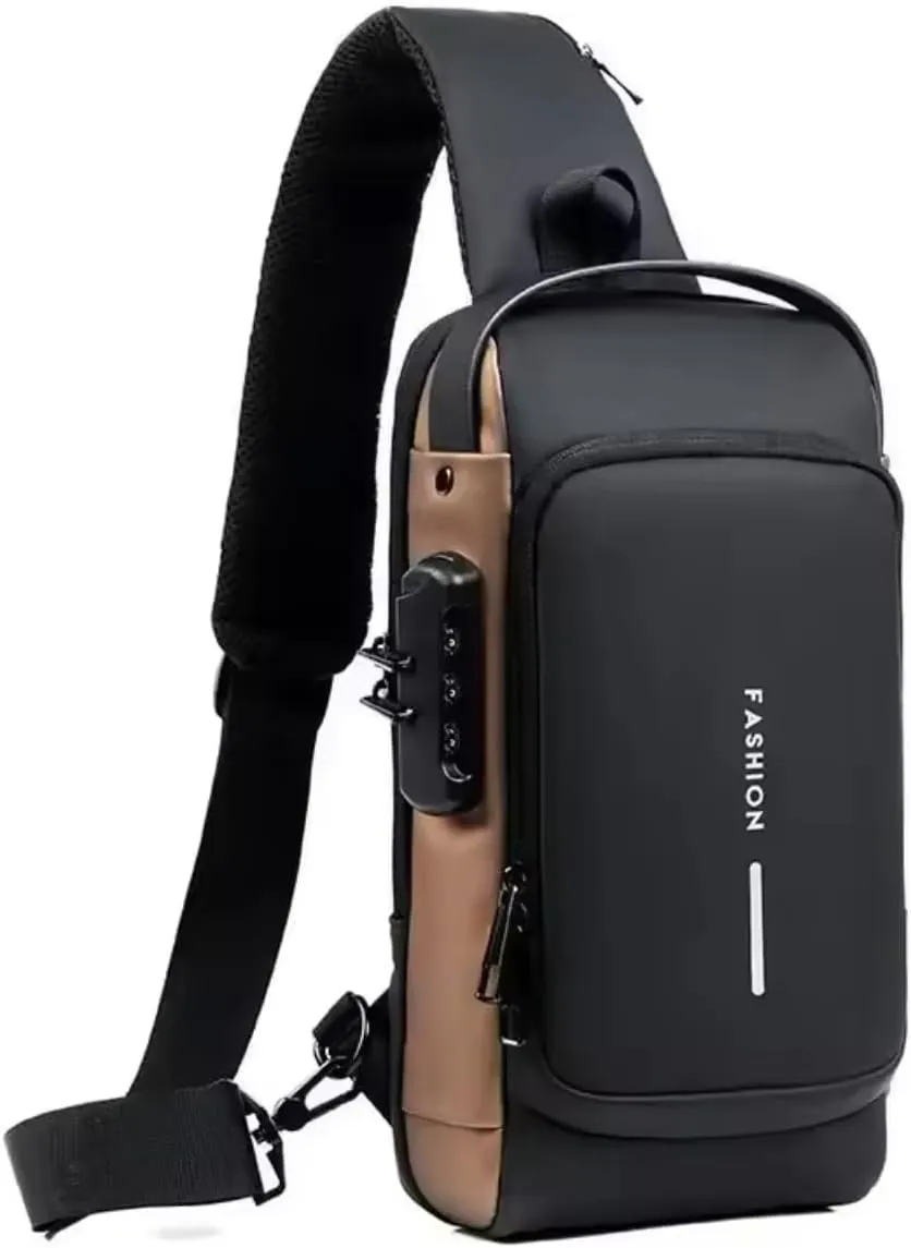 MEN CROSSBODY BAG, leather classic Anti Theft Shoulder Bag Chest Bag Multifunctional for Men Daily Use.