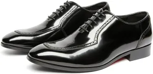 Men Oxfords Men's Fashion Classic Pointed Toe Lace Up Low Top Leather Dress Shoes Brogue Tuxedo Shoes Genuine Leather Elegant Formal Business