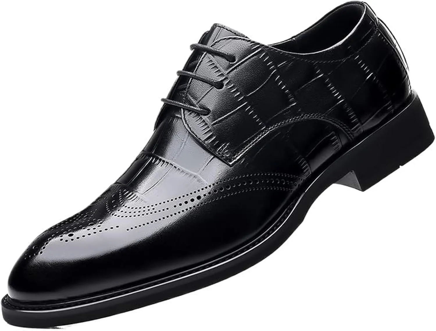 Men Oxfords Men's Fashion Classic Pointed Toe Lace Up Low Top Leather Dress Shoes Brogue Tuxedo Shoes Wedding Formal Business