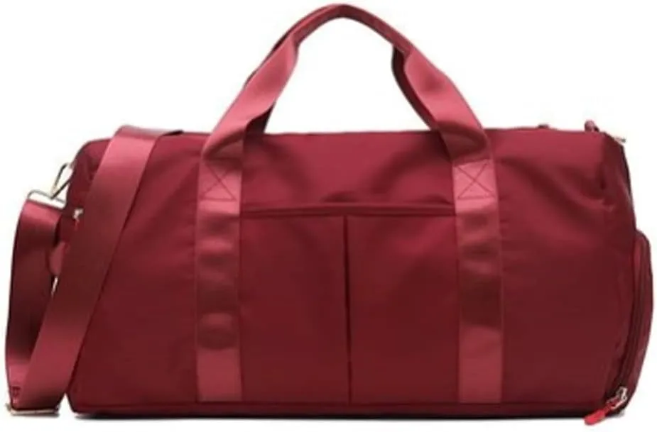 Men Women Outdoor Waterproof Nylon Sports Training Fitness Travel Handbag Yoga Mat Sports Bag with Shoe Compartment (Red)