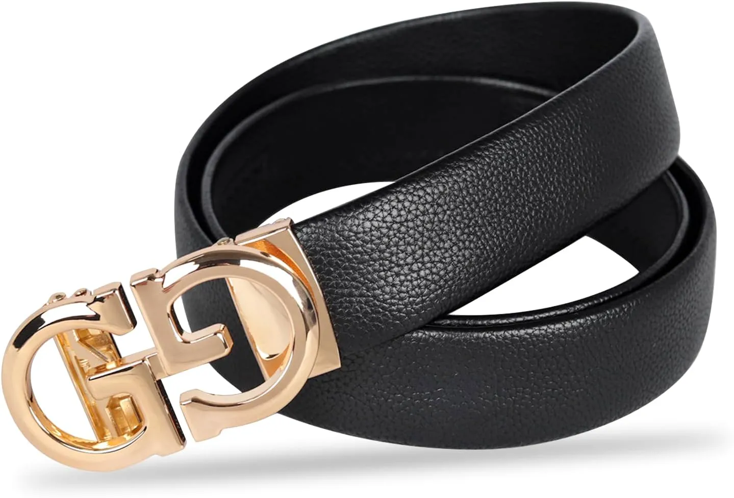 Men&Womens Leather Dress Belt Business Automatic Buckle Belt Color:Black Silver Gold