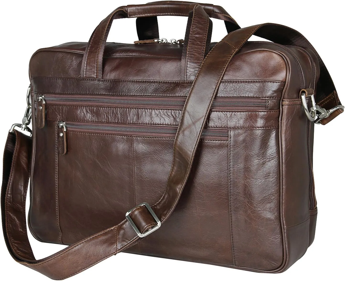 Men's 17-inch Business Travel Briefcase Clutch Genuine Leather Duffel Bags