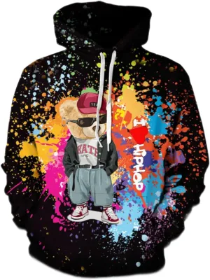 Men's 3d Printed Novelty Hoodie Hip Hop Hoodies Street Graffiti Sweatshirt Casual Pockets Pullover