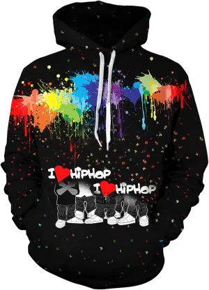 Men's 3d Printed Novelty Hoodie Hip Hop Hoodies Street Graffiti Sweatshirt Casual Pockets Pullover