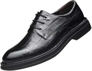 Men's Alligator Crocodile Print Oxfords Fashion Lace Up Dress Shoes Classic Round Toe Lace Up Lug Sole Soft Bottom Business Work Shoes