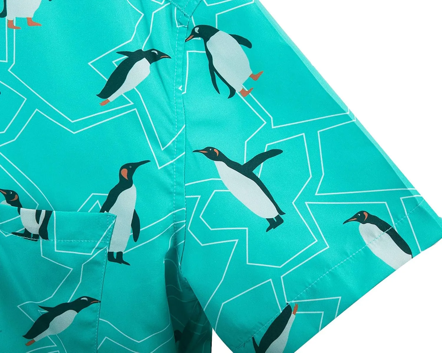 Mens Aloha Hawaiian Shirt Flamingos Penguin Printed Tropical Novelty Casual Short Sleeve Beach Wear