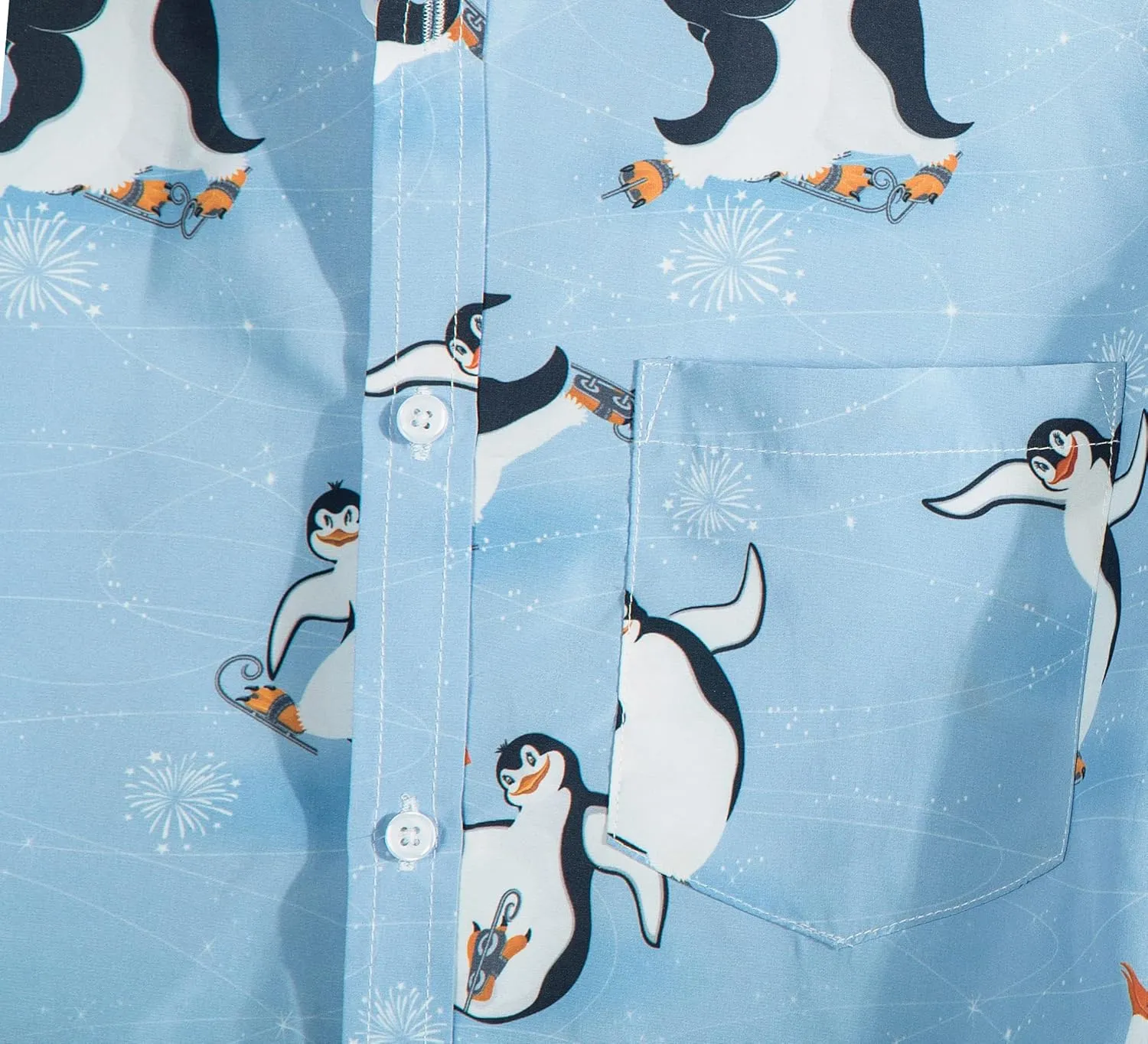 Mens Aloha Hawaiian Shirt Flamingos Penguin Printed Tropical Novelty Casual Short Sleeve Beach Wear