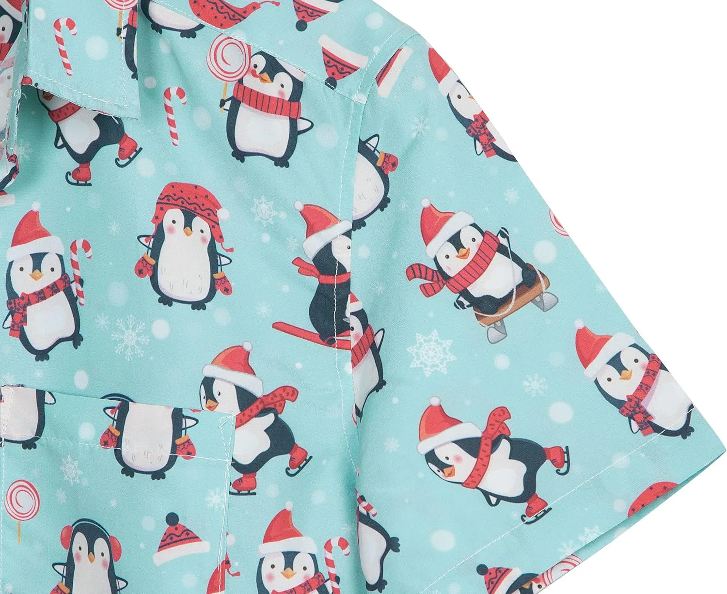 Mens Aloha Hawaiian Shirt Flamingos Penguin Printed Tropical Novelty Casual Short Sleeve Beach Wear