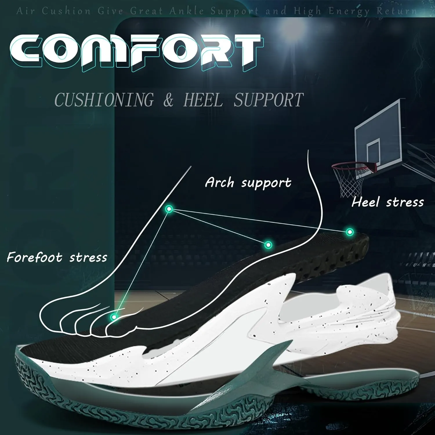 Men's Basketball Shoes Breathable Anti Slip Fashionable Graffiti Training Shoes Outdoor Shoes