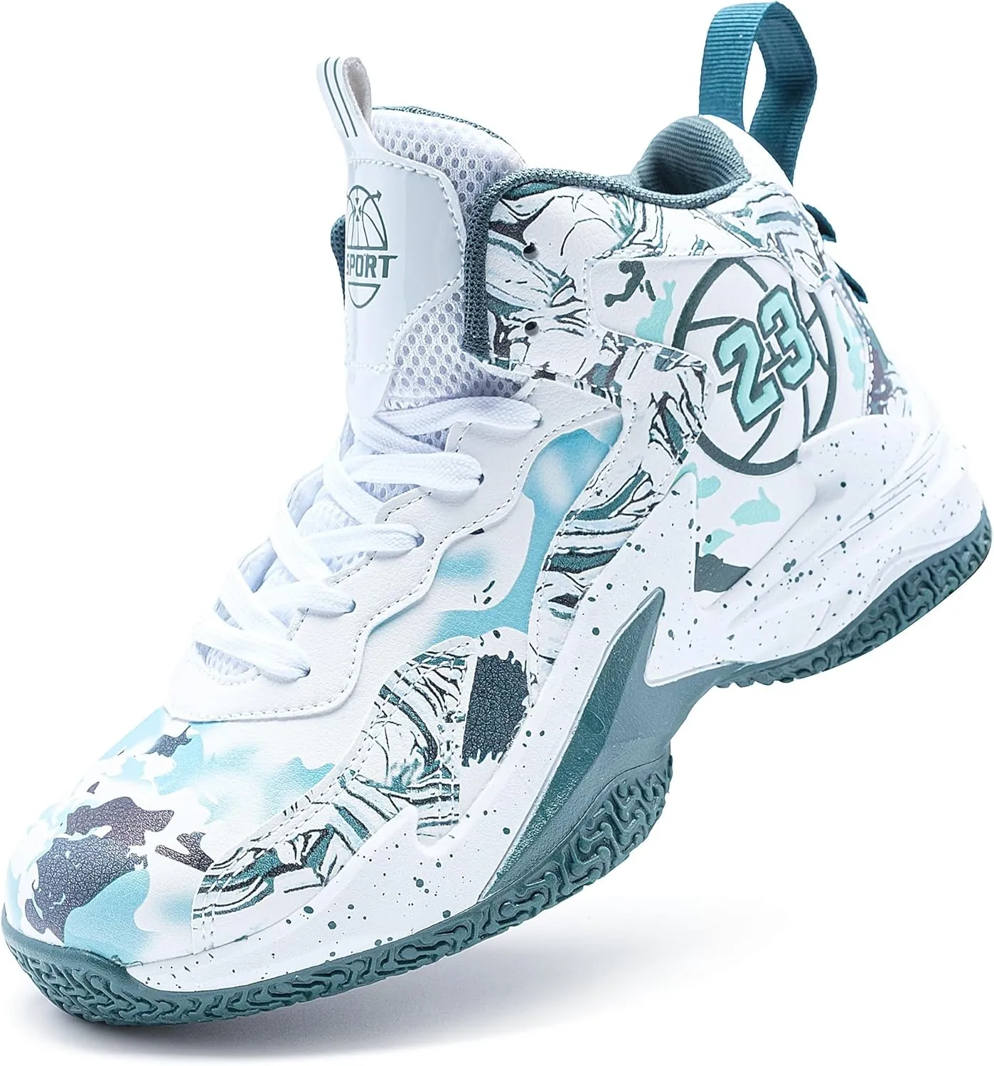 Men's Basketball Shoes Breathable Anti Slip Fashionable Graffiti Training Shoes Outdoor Shoes
