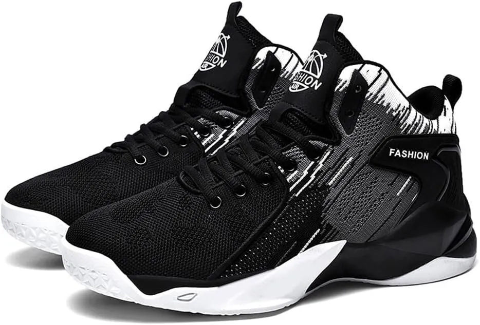 Men's Basketball Shoes High Top Fly Woven Breathable Lightweight and Wear-Resistant Outdoor Sports Shoes