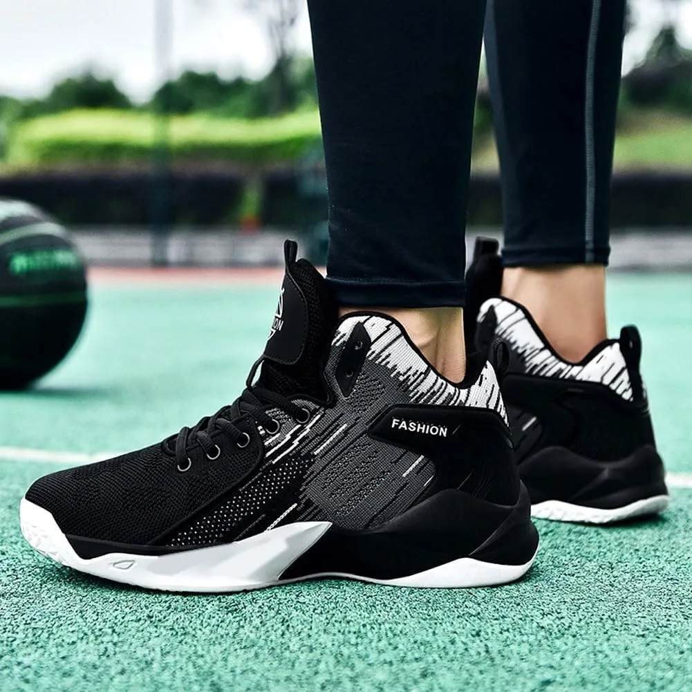 Men's Basketball Shoes High Top Fly Woven Breathable Lightweight and Wear-Resistant Outdoor Sports Shoes