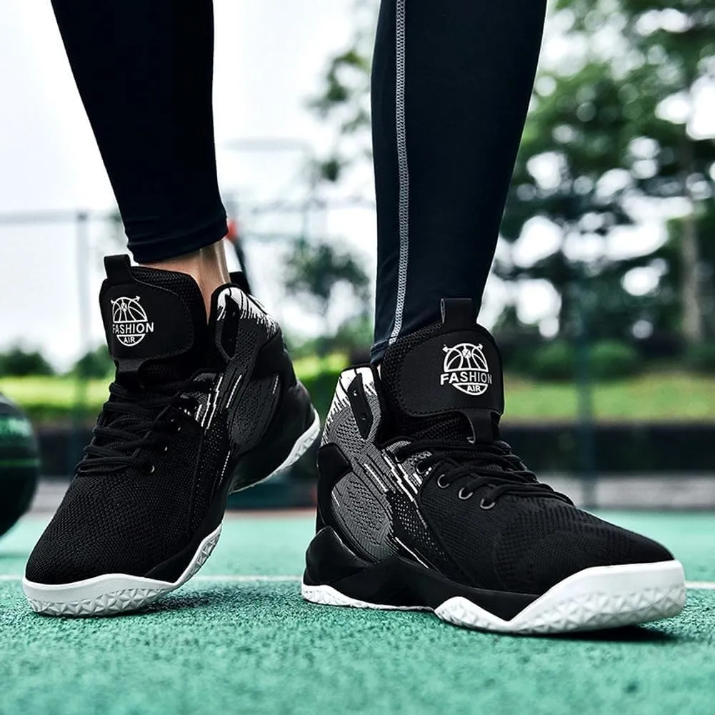 Men's Basketball Shoes High Top Fly Woven Breathable Lightweight and Wear-Resistant Outdoor Sports Shoes