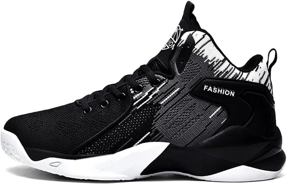 Men's Basketball Shoes High Top Fly Woven Breathable Lightweight and Wear-Resistant Outdoor Sports Shoes