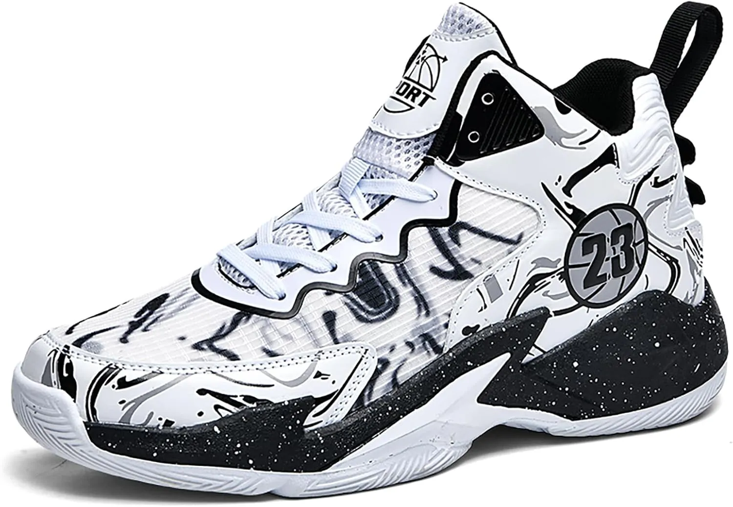 Men's Basketball Shoes No-Slip Breathable Outdoor Shoes Women's Fashion Graffiti Training Shoes