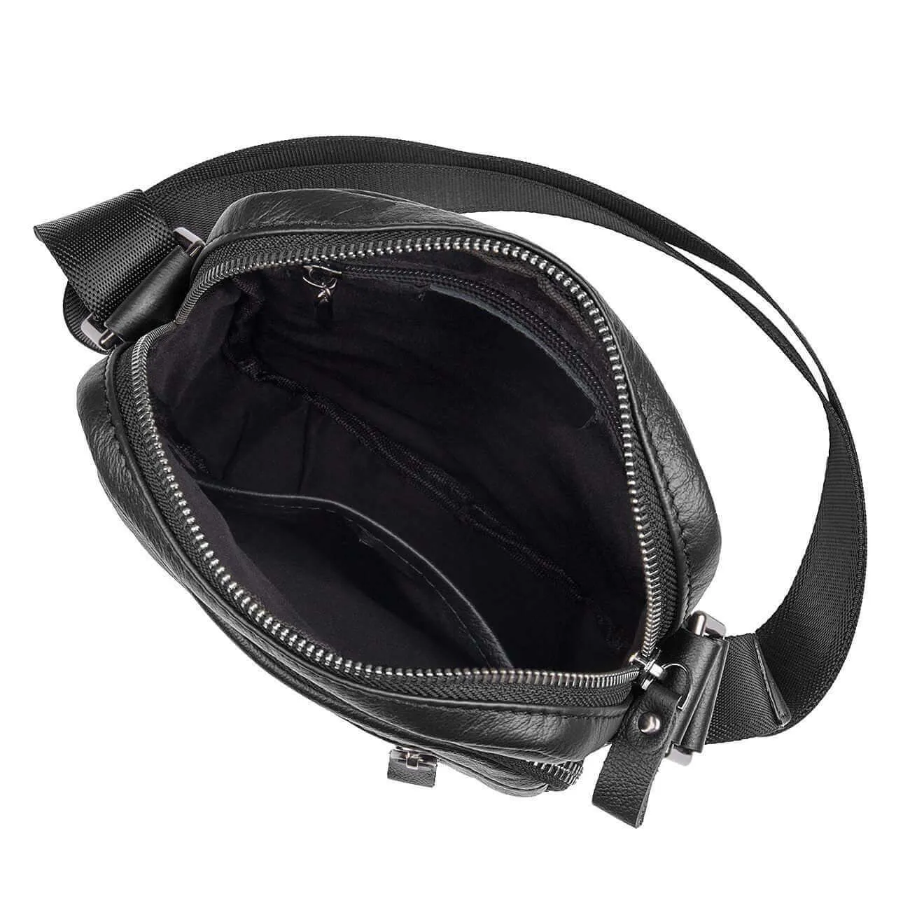 Men's Black Small Leather Crossbody Bag