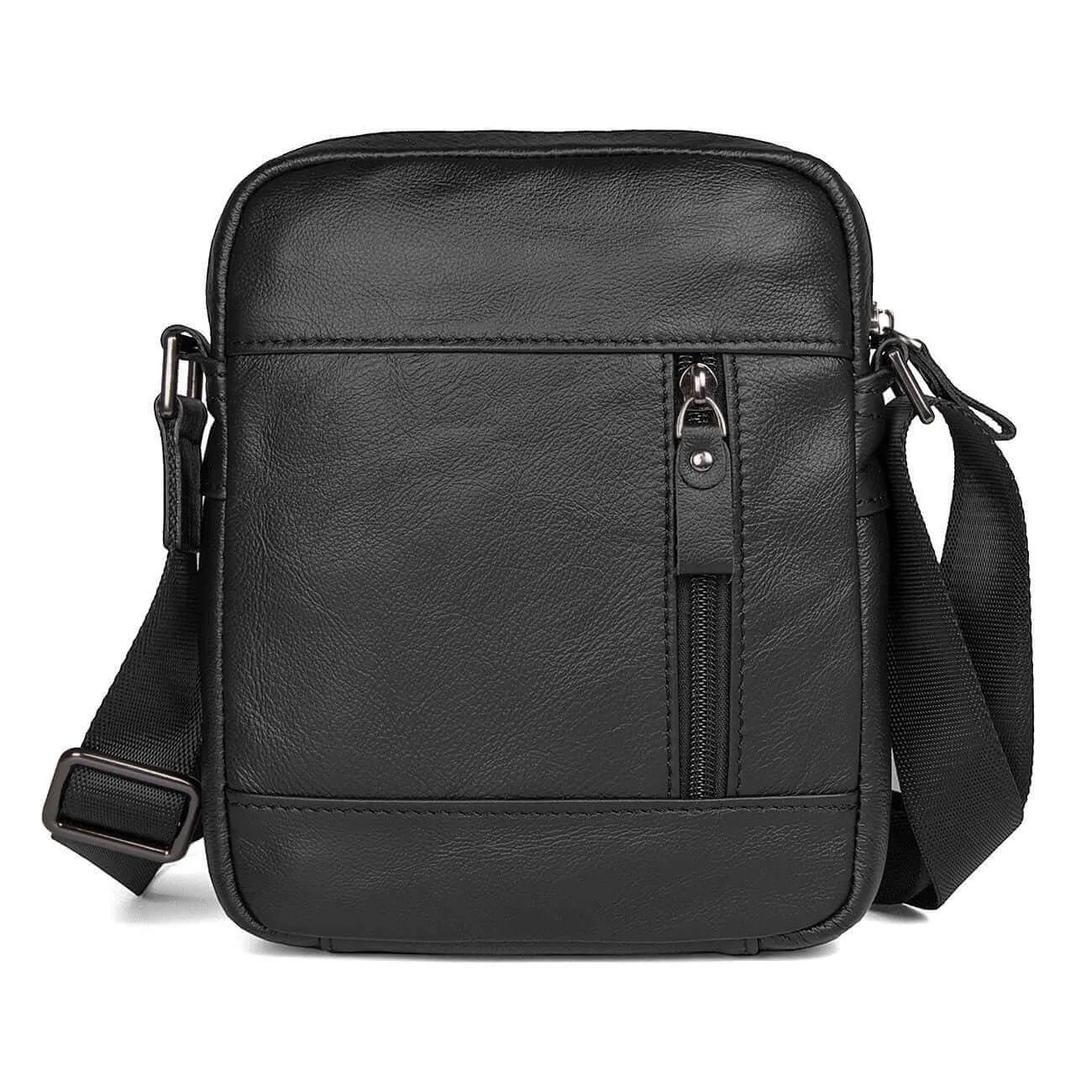 Men's Black Small Leather Crossbody Bag