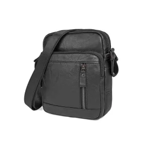 Men's Black Small Leather Crossbody Bag