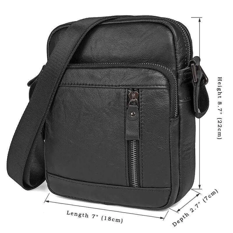 Men's Black Small Leather Crossbody Bag