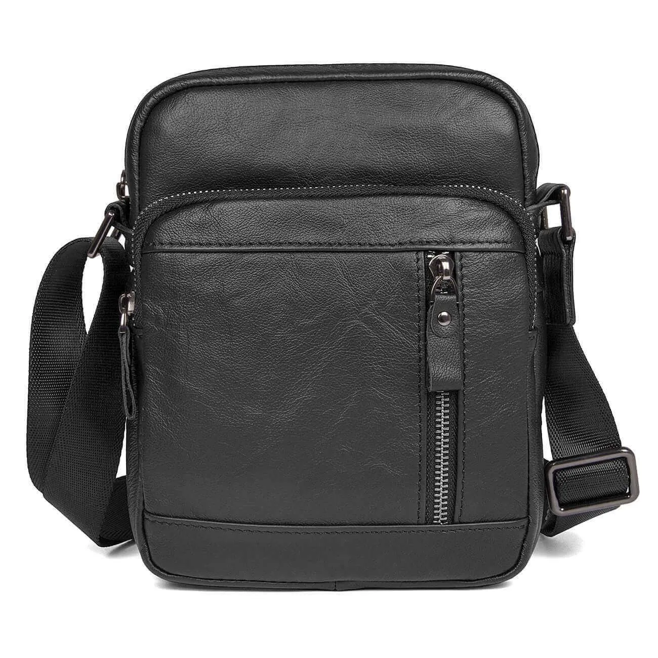 Men's Black Small Leather Crossbody Bag