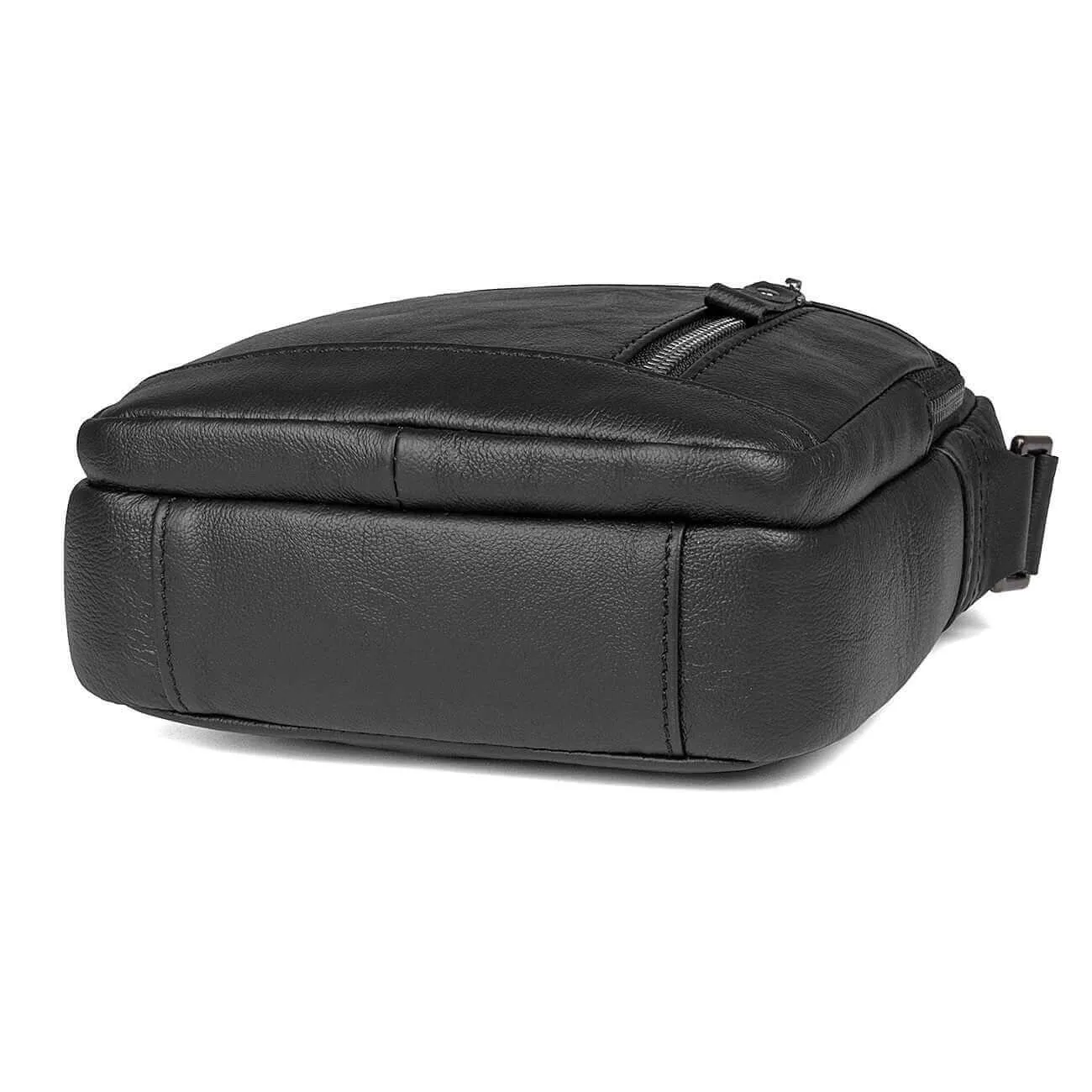 Men's Black Small Leather Crossbody Bag