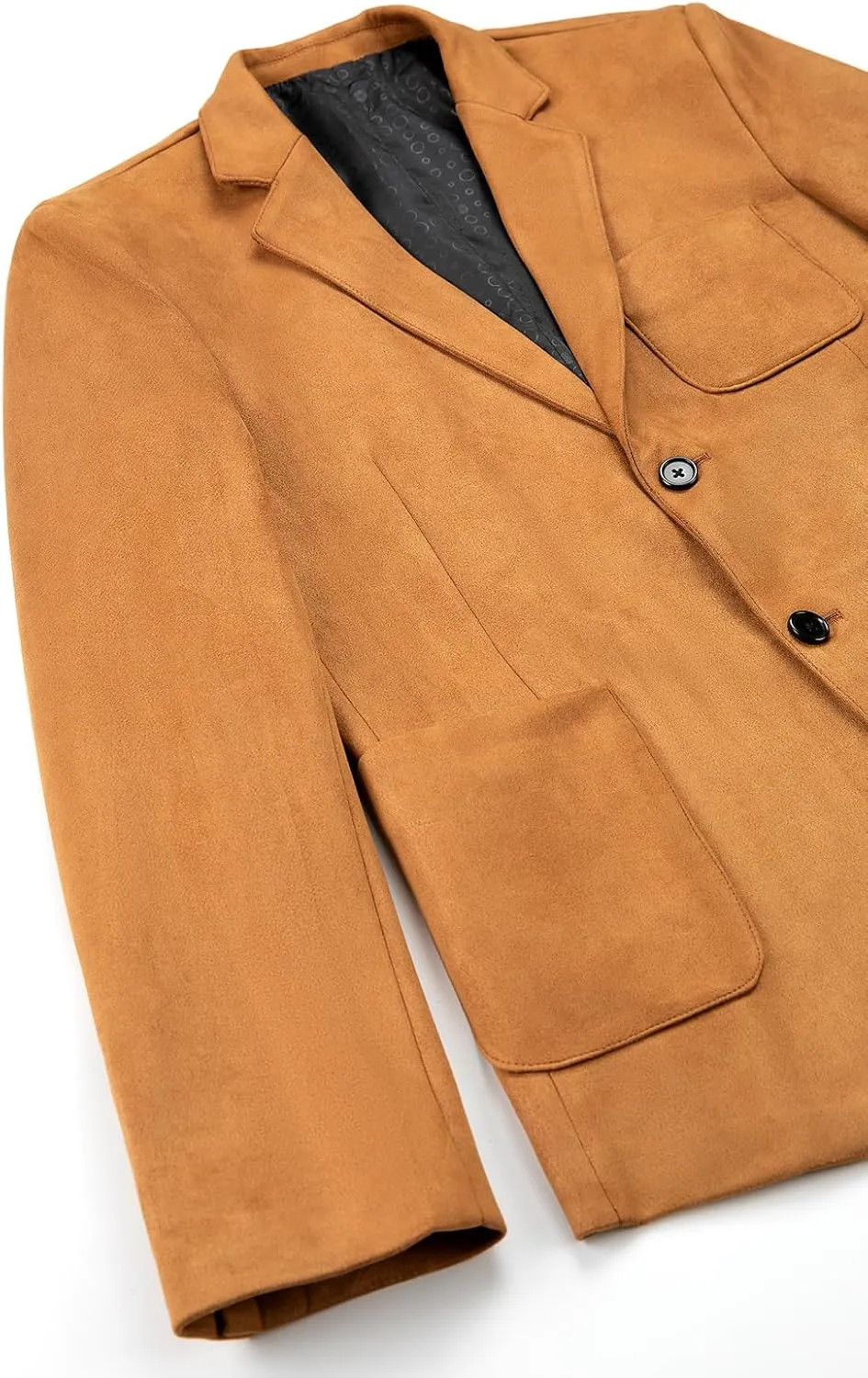 Mens Blazer Suede Jacket Casual 2 Buttons Sport Coat Faux Leather Suit Slim Fit