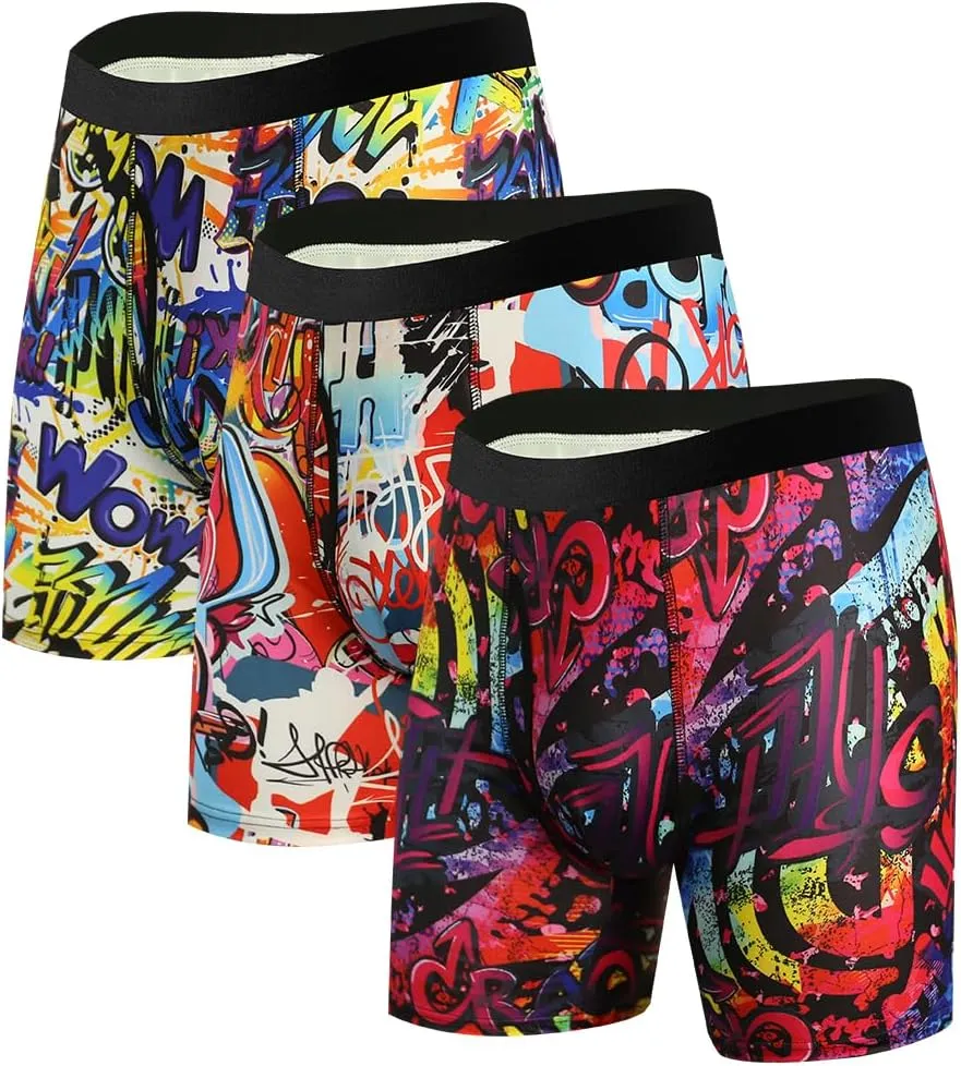 Mens Boxer Briefs Fast Dry Performance Underwear Cooling Breathable Sport Boxer Briefs 3 Pack