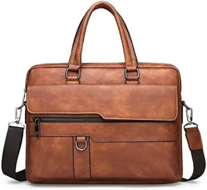 Men's Business Briefcases PU Leather Shoulder Messenger Bags Travel Handbag Male Laptop Bag