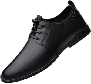 Men's Business Casual Derby Shoes Comfortable Leather Lace-Up Dress Shoes for Office Wedding