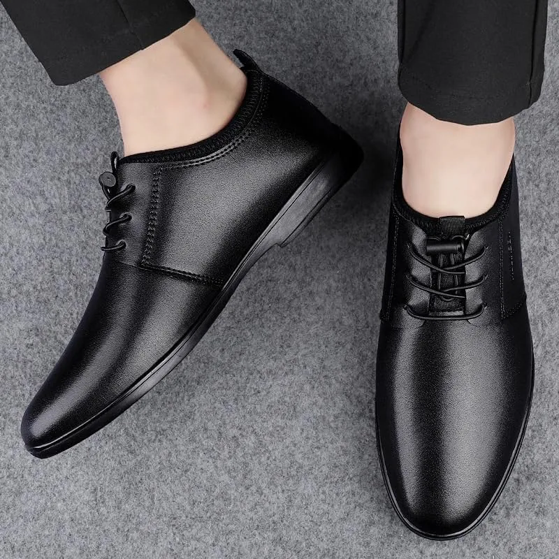 Men's Business Casual Derby Shoes Comfortable Leather Lace-Up Dress Shoes for Office Wedding