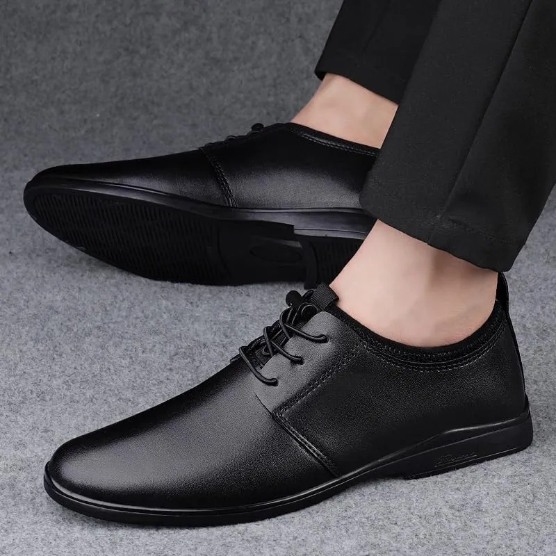 Men's Business Casual Derby Shoes Comfortable Leather Lace-Up Dress Shoes for Office Wedding